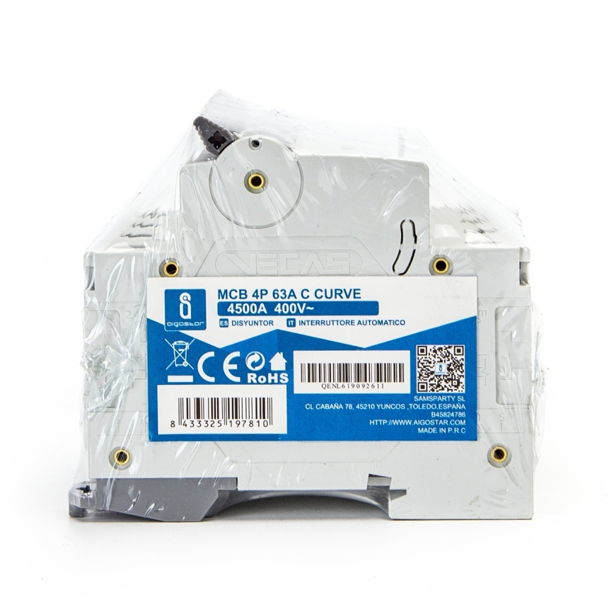 Aigostar - 4-polet automatsikring 4P-63A-C 400V