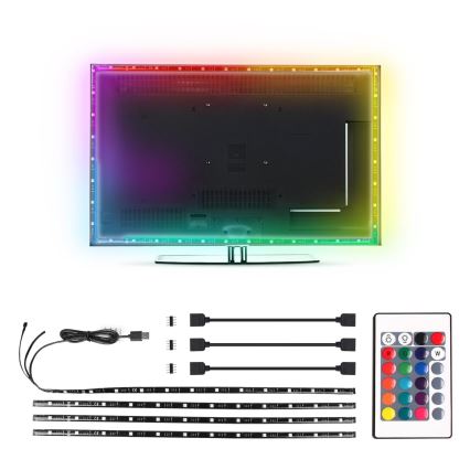 Aigostar - 4x LED strip dæmpbart RGB-farver 0,5 m LED/2,5W/5V IP65 + fjernbetjening