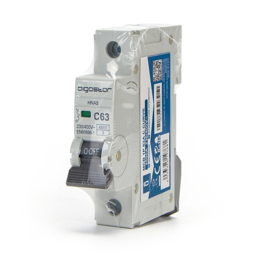 Aigostar - Automatsikring 1-faset 1P-63A-C 230-400V