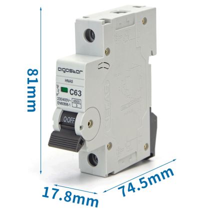Aigostar - Automatsikring 1-faset 1P-63A-C 230-400V