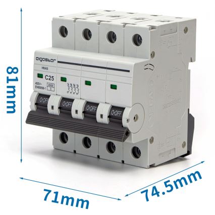 Aigostar - Automatsikring 4-polet 4P-25A-C 400V