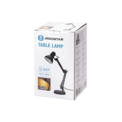 Aigostar - Bordlampe 02.01.2001 1xE27/40W/230V sort