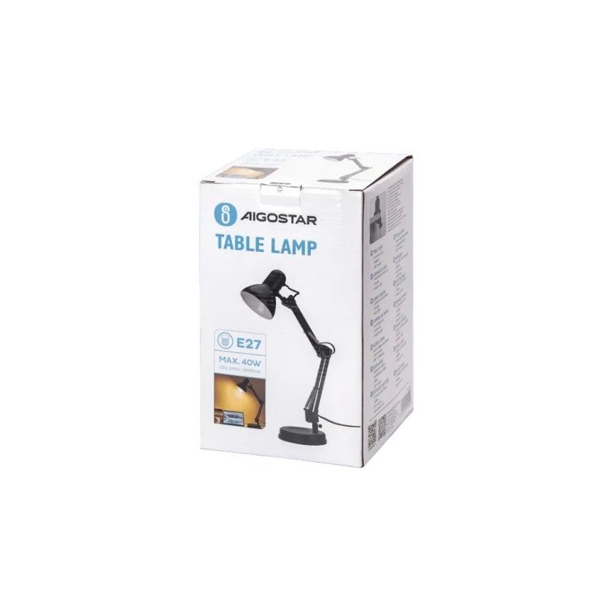 Aigostar - Bordlampe 02.01.2001 1xE27/40W/230V sort