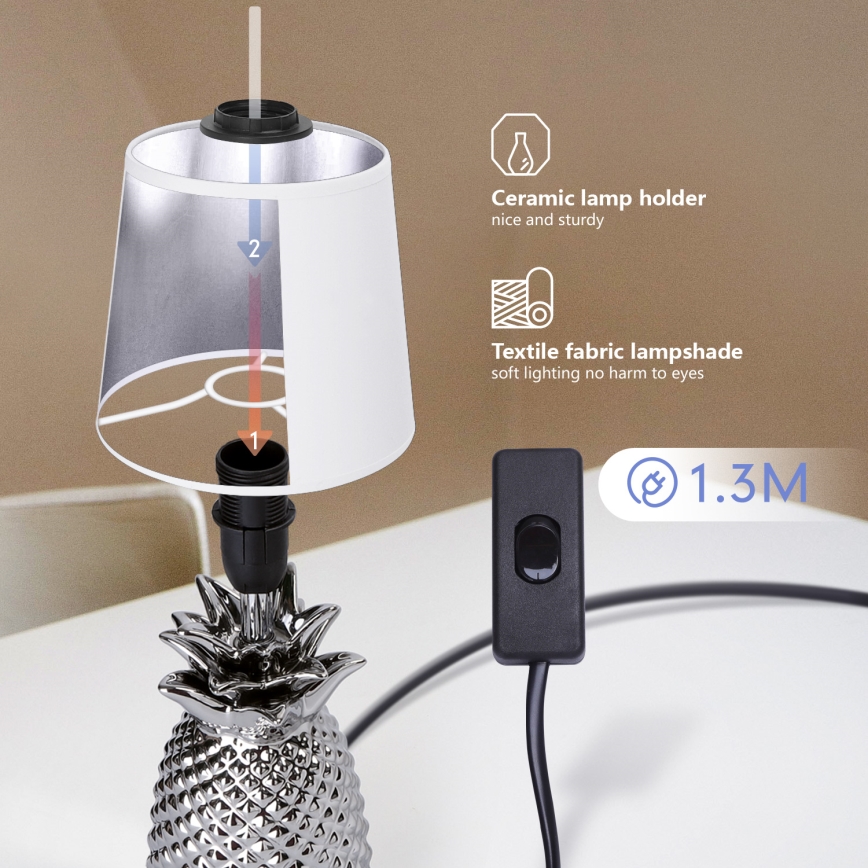 Aigostar - Bordlampe 1xE14/40W/230V skinnende krom
