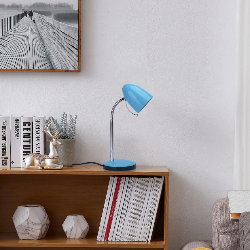 Aigostar - Bordlampe 1xE27/36W/230V blå/skinnende krom