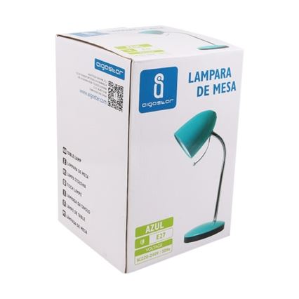 Aigostar - Bordlampe 1xE27/36W/230V blå/skinnende krom