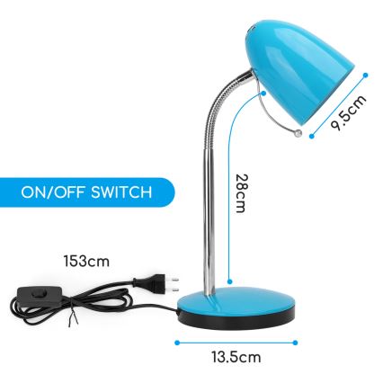 Aigostar - Bordlampe 1xE27/36W/230V blå/skinnende krom