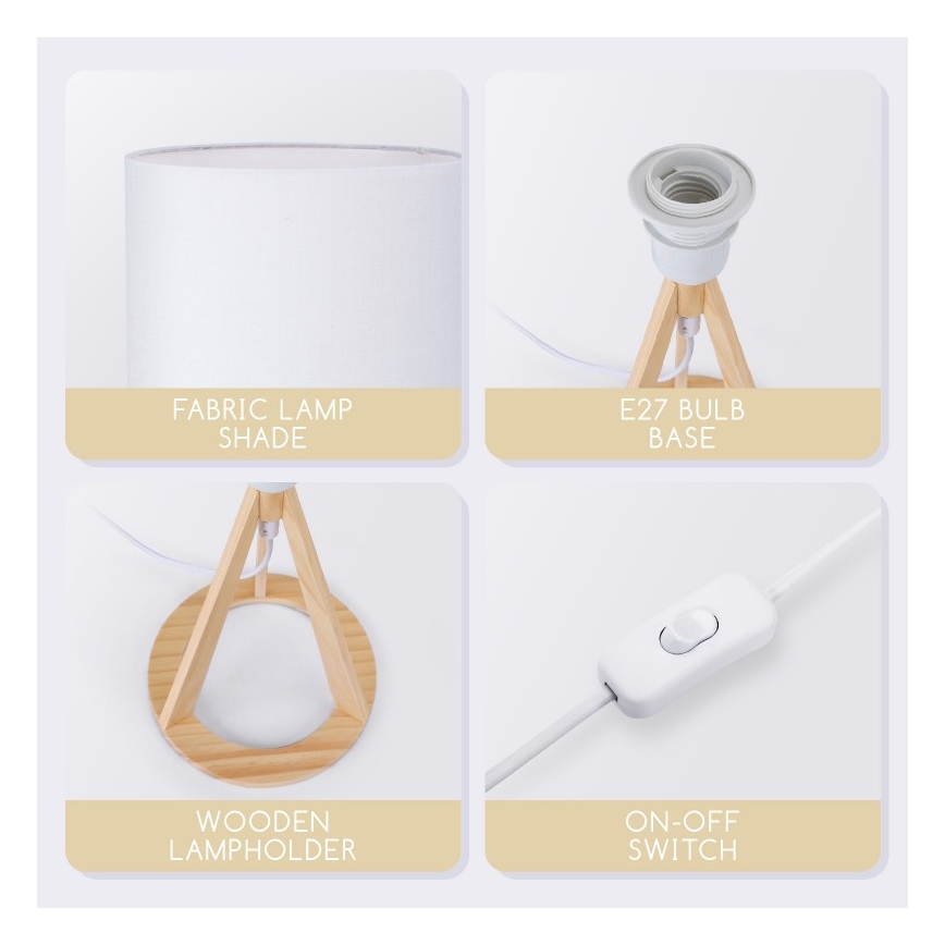 Aigostar - Bordlampe 1xE27/60W/230V fyrretræ