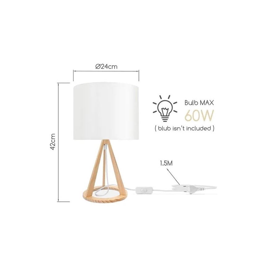 Aigostar - Bordlampe 1xE27/60W/230V fyrretræ