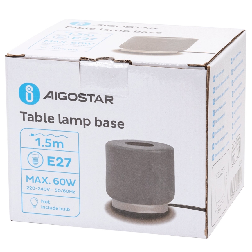 Aigostar - Bordlampe 1xE27/60W/230V grå