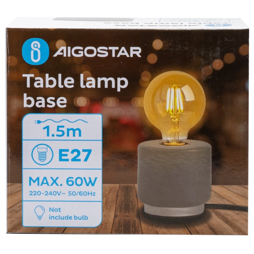 Aigostar - Bordlampe 1xE27/60W/230V grå