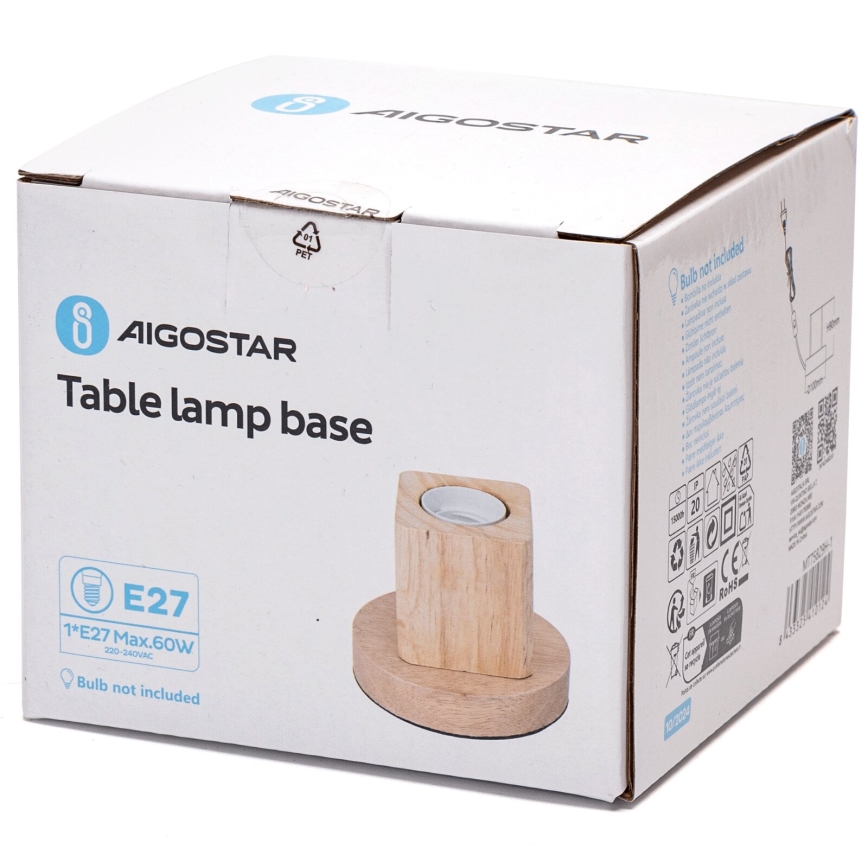 Aigostar - Bordlampe 1xE27/60W/230V gummitræ