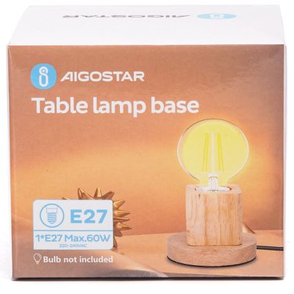 Aigostar - Bordlampe 1xE27/60W/230V gummitræ