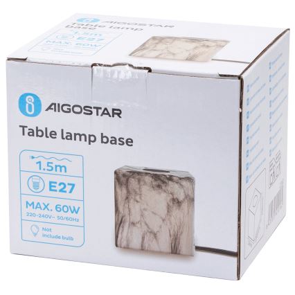 Aigostar - Bordlampe 1xE27/60W/230V hvid/grå