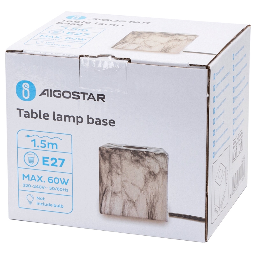 Aigostar - Bordlampe 1xE27/60W/230V hvid/grå