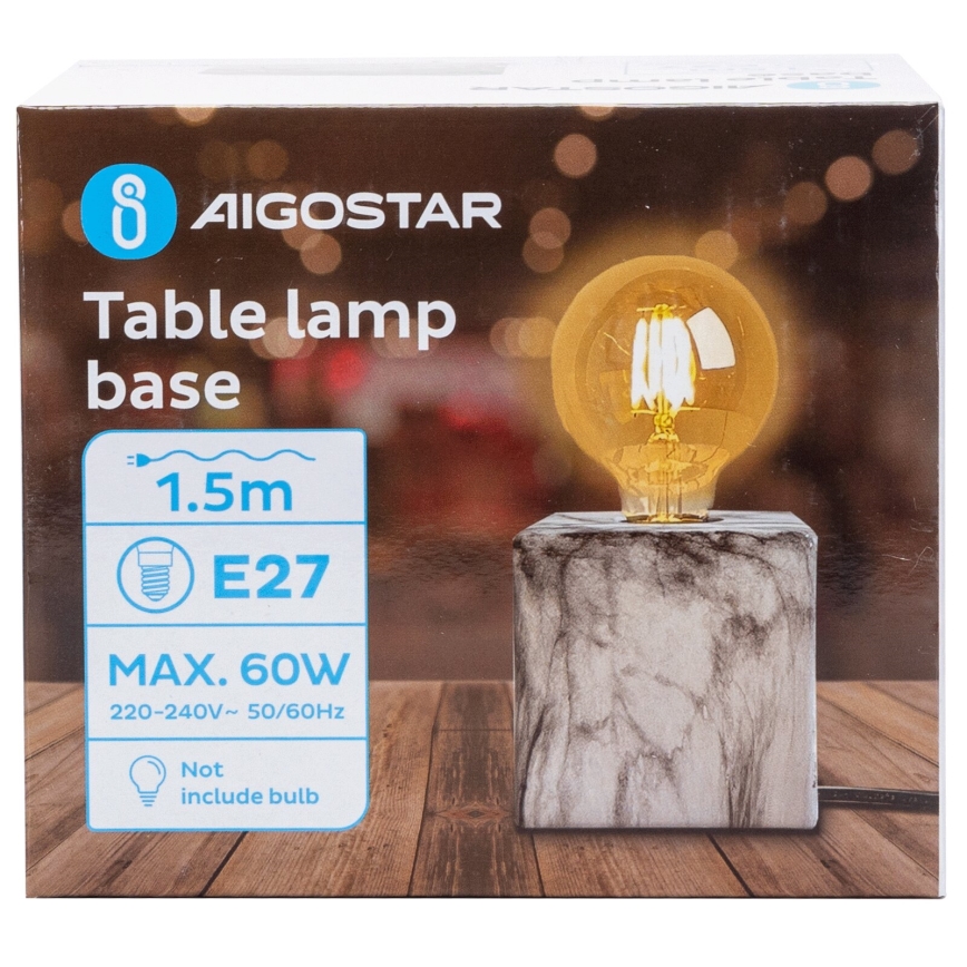 Aigostar - Bordlampe 1xE27/60W/230V hvid/grå