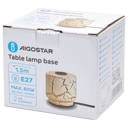 Aigostar - Bordlampe 1xE27/60W/230V hvid/guldfarvet