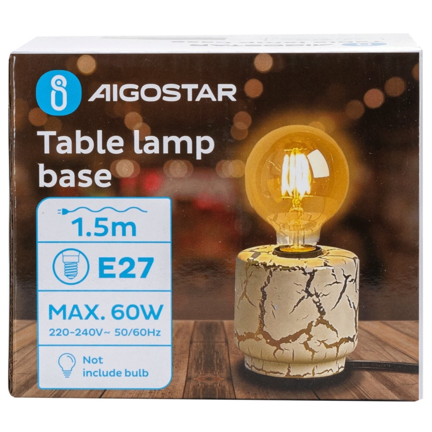 Aigostar - Bordlampe 1xE27/60W/230V hvid/guldfarvet