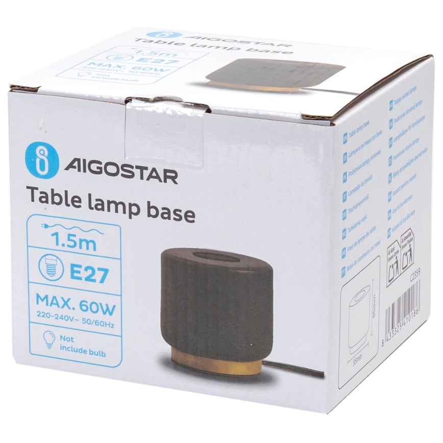 Aigostar - Bordlampe 1xE27/60W/230V sort