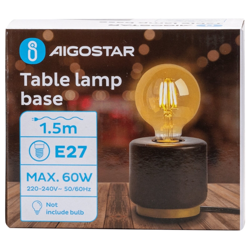 Aigostar - Bordlampe 1xE27/60W/230V sort