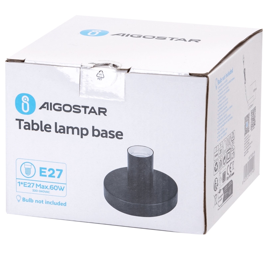 Aigostar - Bordlampe 1xE27/60W/230V sort