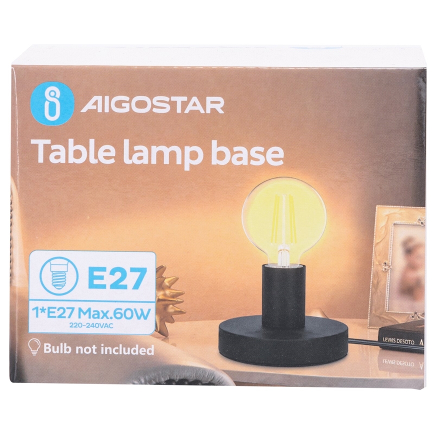 Aigostar - Bordlampe 1xE27/60W/230V sort