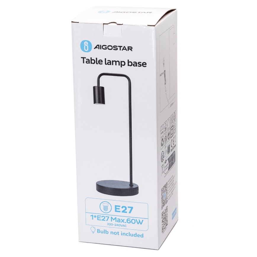 Aigostar - Bordlampe 1xE27/60W/230V sort