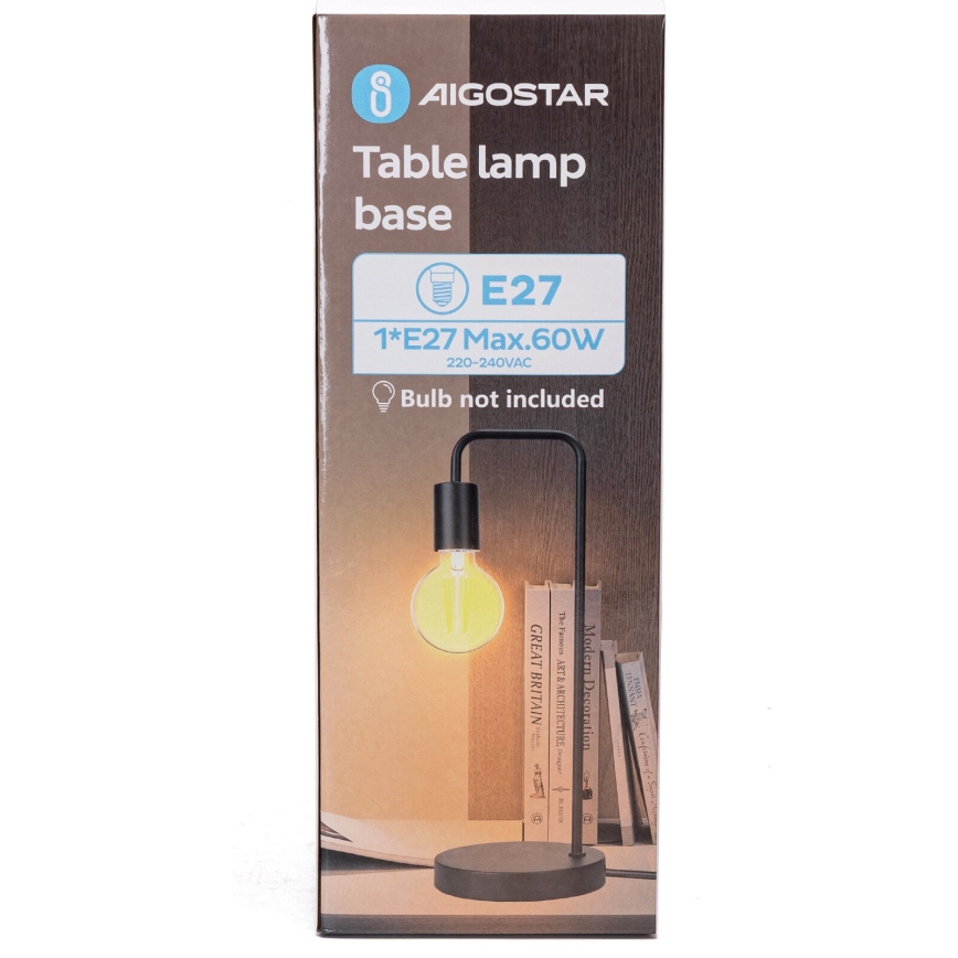 Aigostar - Bordlampe 1xE27/60W/230V sort
