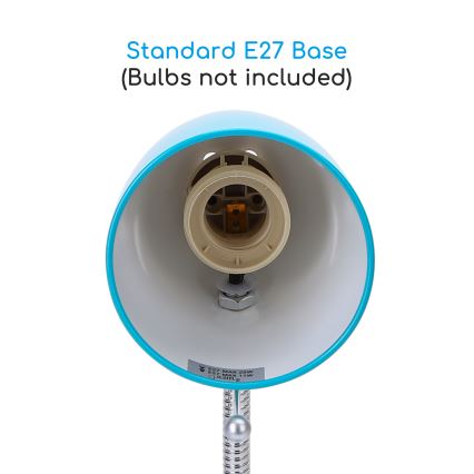 Aigostar -  Bordlampe med klemme 1xE27/11W/230V blå/skinnende krom