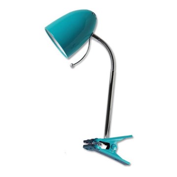 Aigostar -  Bordlampe med klemme 1xE27/11W/230V blå/skinnende krom