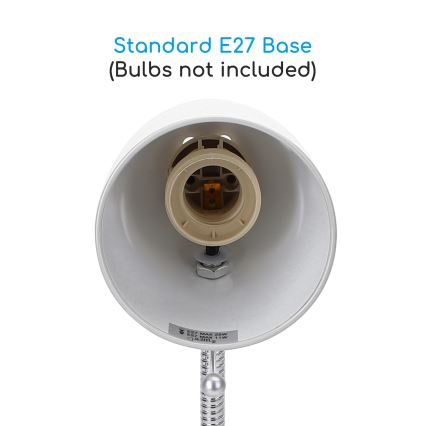 Aigostar -  Bordlampe med klemme 1xE27/11W/230V hvid/skinnende krom