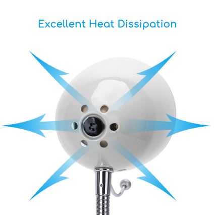 Aigostar -  Bordlampe med klemme 1xE27/11W/230V hvid/skinnende krom