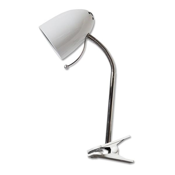 Aigostar -  Bordlampe med klemme 1xE27/11W/230V hvid/skinnende krom