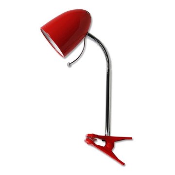Aigostar - Bordlampe med klemme 1xE27/11W/230V rød/skinnende krom