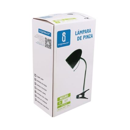 Aigostar -  Bordlampe med klemme 1xE27/11W/230V sort/skinnende krom