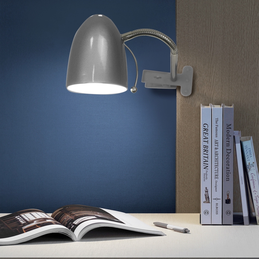 Aigostar -  Bordlampe med klemme 1xE27/11W/230V sølvfarvet/skinnende krom