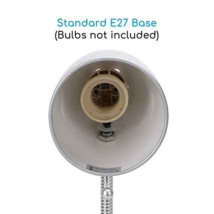 Aigostar -  Bordlampe med klemme 1xE27/11W/230V sølvfarvet/skinnende krom