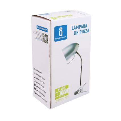 Aigostar -  Bordlampe med klemme 1xE27/11W/230V sølvfarvet/skinnende krom