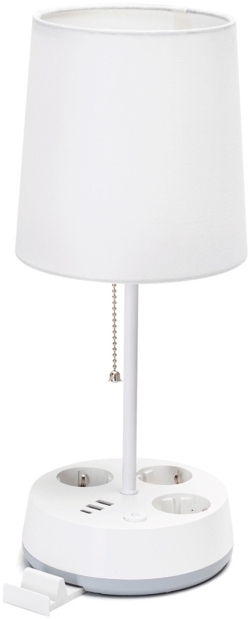 Aigostar - Bordlampe med stik og USB-porte 1xE27/60W/230V hvid