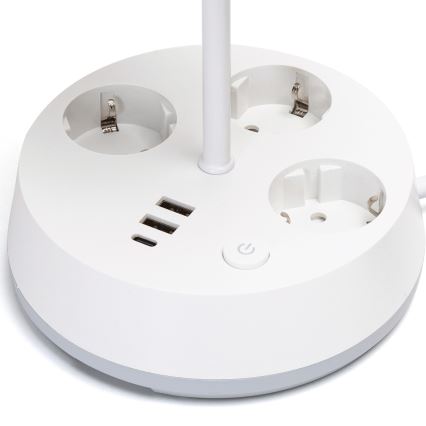 Aigostar - Bordlampe med stik og USB-porte 1xE27/60W/230V hvid