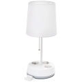 Aigostar - Bordlampe med stikkontakter 1xE27/60W/230V hvid