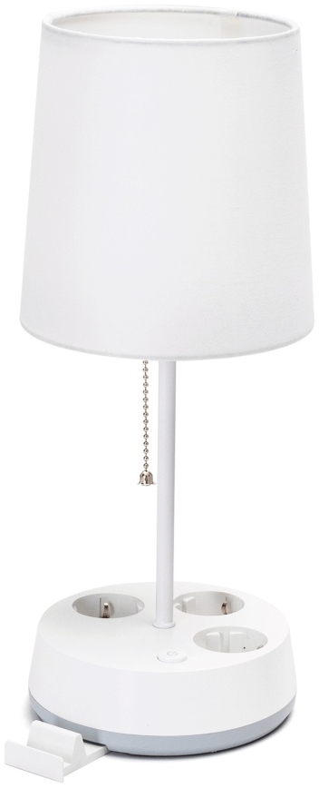 Aigostar - Bordlampe med stikkontakter 1xE27/60W/230V hvid
