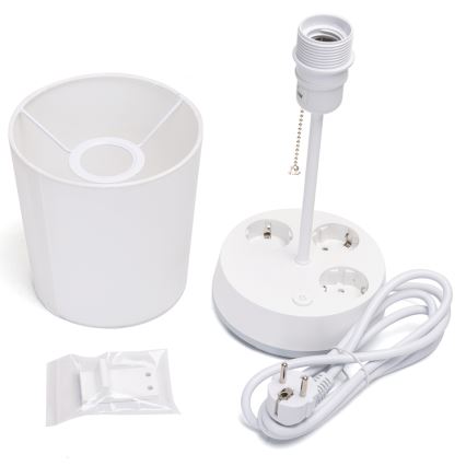 Aigostar - Bordlampe med stikkontakter 1xE27/60W/230V hvid