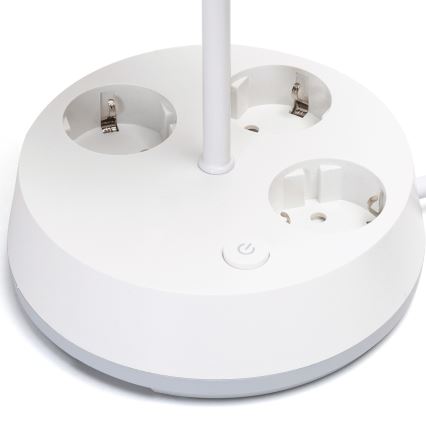 Aigostar - Bordlampe med stikkontakter 1xE27/60W/230V hvid