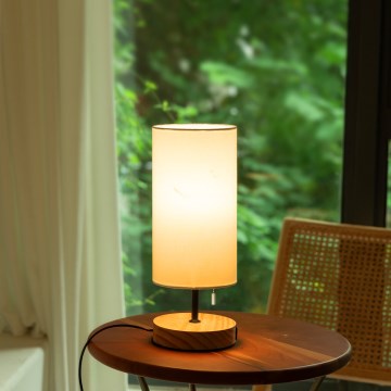 Aigostar - Bordlampe med USB-port 1xE27/40W/230V beige