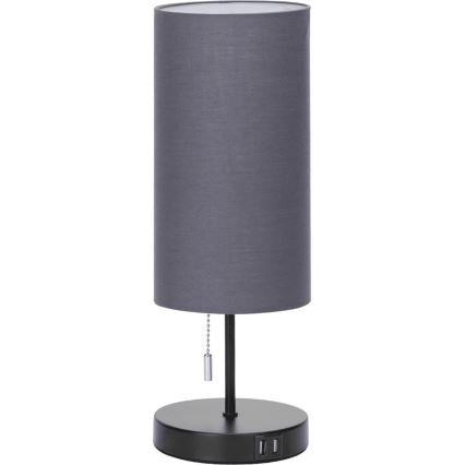 Aigostar - Bordlampe med USB-port 1xE27/40W/230V sort