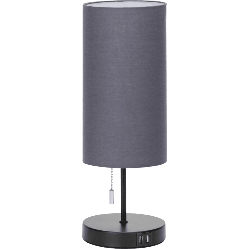 Aigostar - Bordlampe med USB-port 1xE27/40W/230V sort