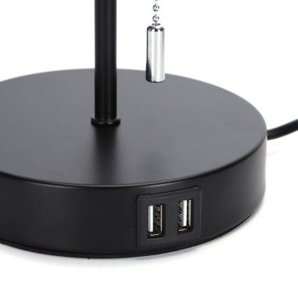 Aigostar - Bordlampe med USB-port 1xE27/40W/230V sort