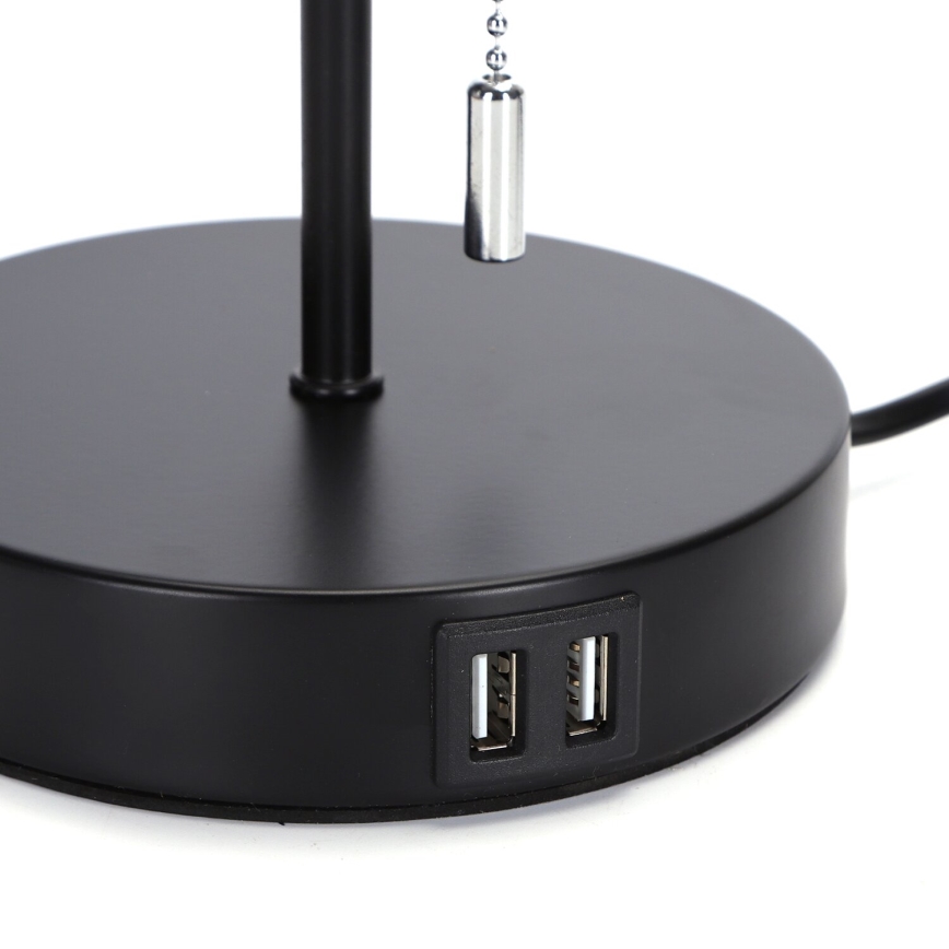 Aigostar - Bordlampe med USB-port 1xE27/40W/230V sort
