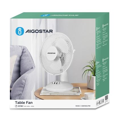 Aigostar - Bordventilator 20W/230V hvid